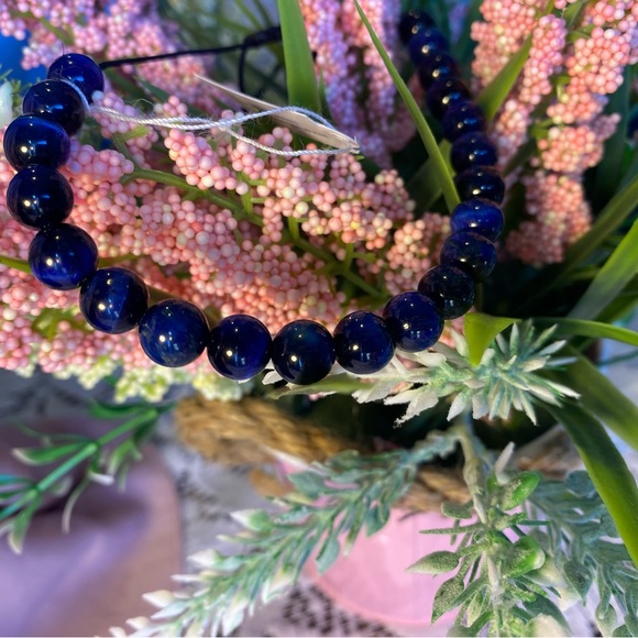 NWT UNISEX BLUE TIGER EYE BEADED ADJUSTABLE TO FIT OTTO MEN AND WOMEN - Picture 10 of 13